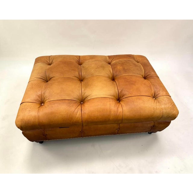 Ralph Lauren Brierly Leather Ottoman For Sale In New York - Image 6 of 7