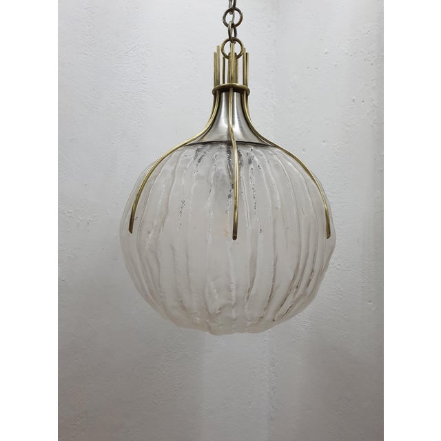 Angelo Brotto 1960s Round Glass Globe Chandelier For Sale - Image 4 of 5