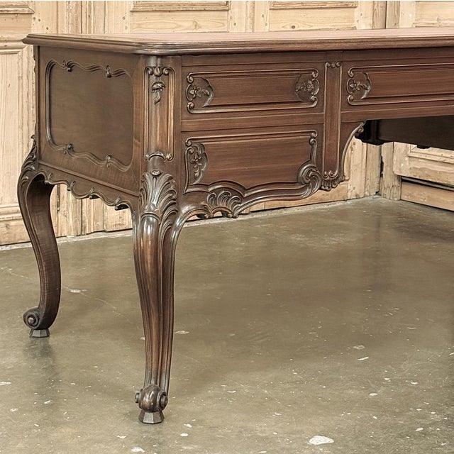 Antique French Louis XV Walnut Double-Faced Desk For Sale - Image 9 of 15