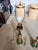 Brass Vintage Mid Century Modern Green Marble and Brass Table Lamp Pair For Sale - Image 8 of 10