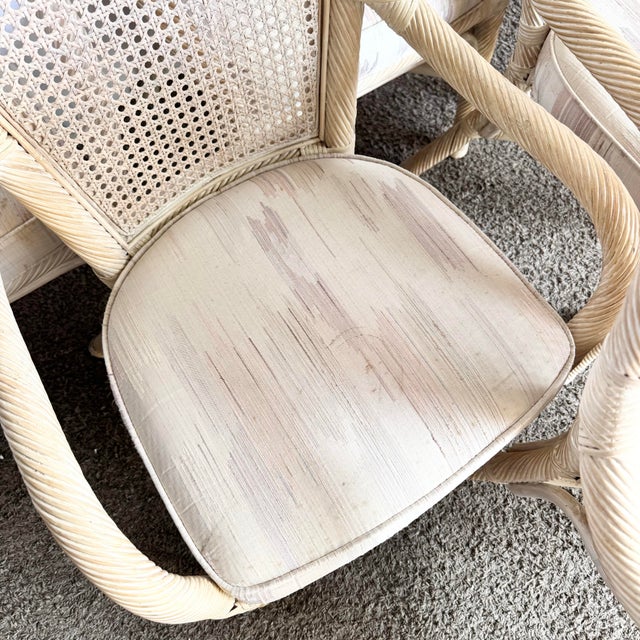 Coastal Twisted Reed Came Back Dining Arm Chairs - Set of 6 For Sale - Image 9 of 11