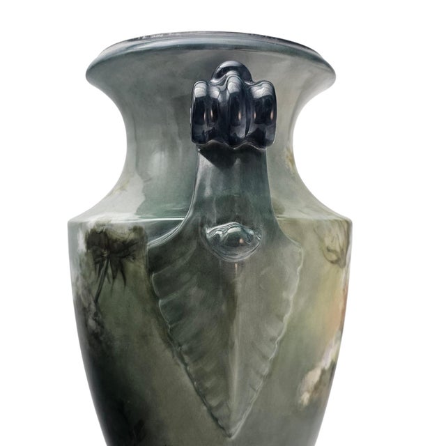 1900 - 1909 Monumental Jean Pouyat Limoges Hand Painted Scenic Amphora Vase 16.5" For Sale - Image 5 of 16
