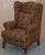 Vintage Wingback Armchair with Claw & Ball Feet and Kilim Style Upholstery For Sale - Image 3 of 18