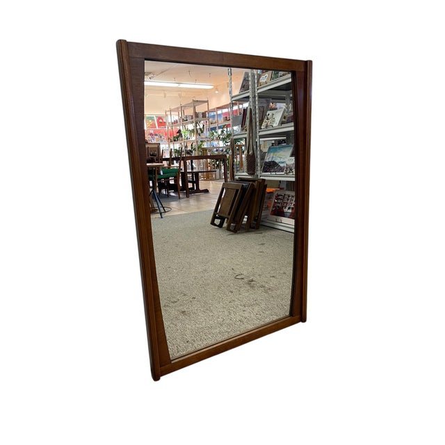 Mid-Century Modern Framed Wall Mirror With Sculpted Wood Frame For Sale - Image 4 of 8
