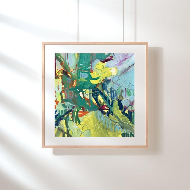 What Grows Toward the Light explores botanical energy through sweeping brushwork, layered color, and intuitive mark-...