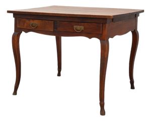 French Provincial Oak Table with Two Drawers, 1800s