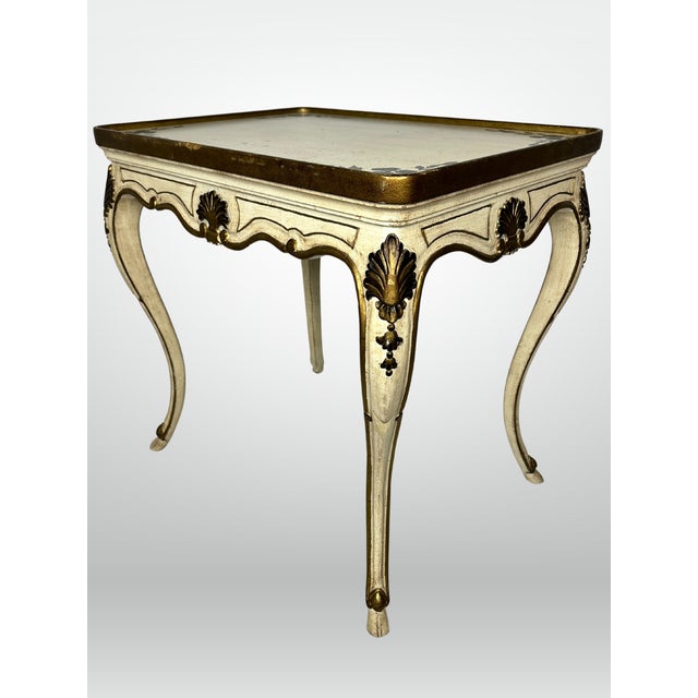 1960s Florentine Hand Painted Gold Shell Detail Tea Table Mid-Century Hoof Foot For Sale - Image 5 of 12