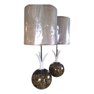 Mid-Century Modern Cork Lamps - A Pair For Sale