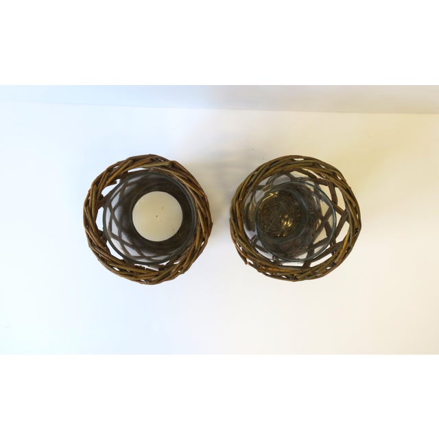 Wicker Hurricane Candle Lamps a Pair Chairish