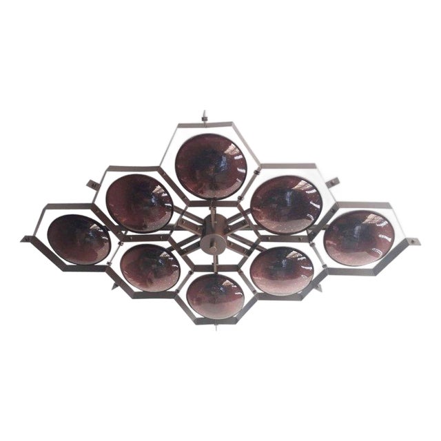 21st Century Beehive Bronze Amethyst Bubbles Murano Flush Mount by Fabio LTD For Sale