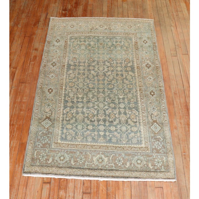 Textile Antique Soft Green Malayer Rug - 3'9" x 6'3" For Sale - Image 7 of 7
