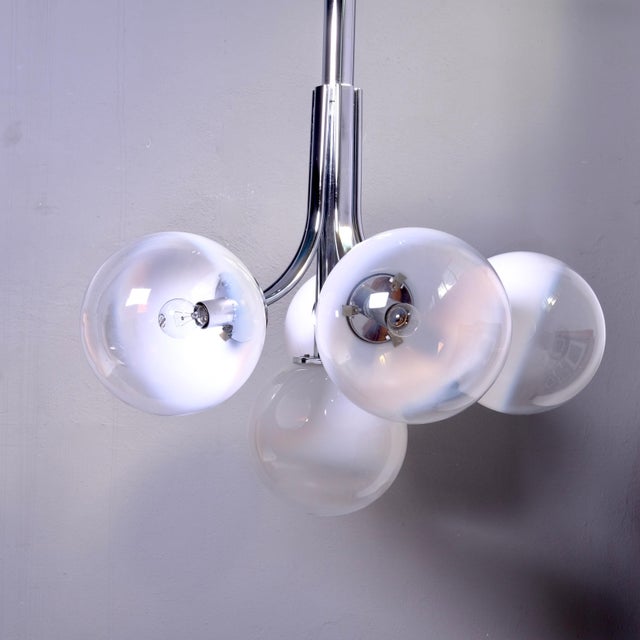 Vintage Chromed Metal Chandelier with Murano Glass Shades, 1970s For Sale - Image 3 of 18