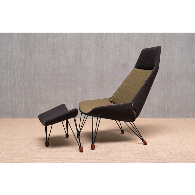 Set of Sculptural Bicolor Lounge Chair with Footrest by Carl Edward Matthes, Denmark, 1956 For Sale - Image 17 of 17