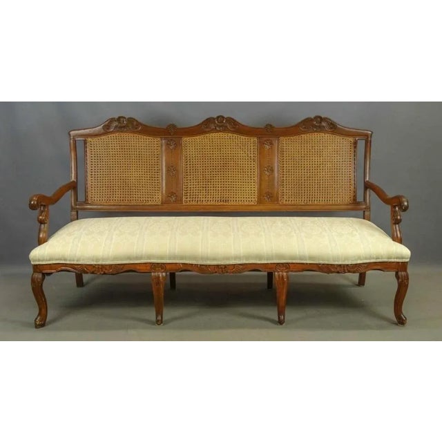 French French Louis XV Style Walnut Caned Settee or Sofa For Sale - Image 3 of 4