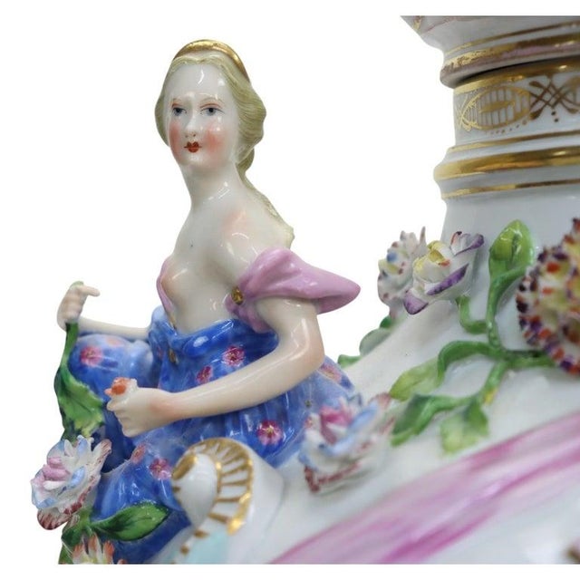 Meissen Louis XIV Style Figural & Floral Pictorial Porcelain Urn C1880 For Sale - Image 14 of 18