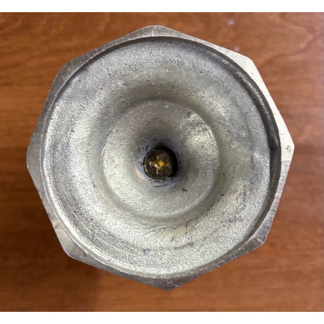 Early 20th Century Vintage Brass Octagon Base Candlestick Holder For Sale - Image 5 of 6