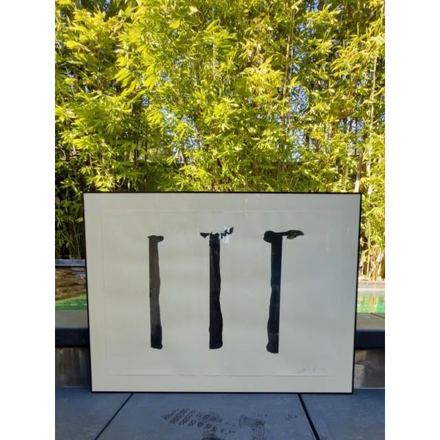 Susan Cohen Acrylic on paper, framed in black metal Three Brothers is an abstract acrylic painting inspired by the bold...