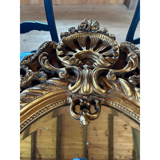 Glass Ornate Gilded Composite French Style Oval Wall Mirror For Sale - Image 7 of 11