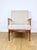 PRL armchair "Stefan" made of oak wood, vintage style, upholstered in beige and gold boucle fabric. 3 pieces available....