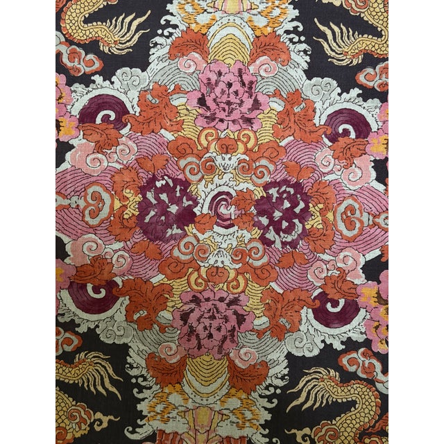 2020s Schumacher 178053 Magic Mountain Dragon Aubergine Linen Blend Fabric 3 Yards For Sale - Image 5 of 7