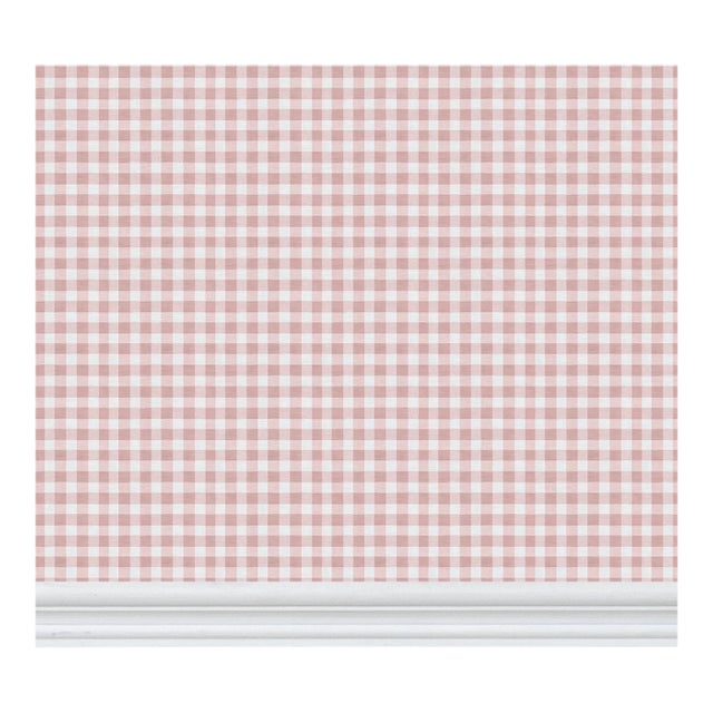 Austen Gingham Small Check Removable Wallpaper – Powder Pink Single Roll For Sale