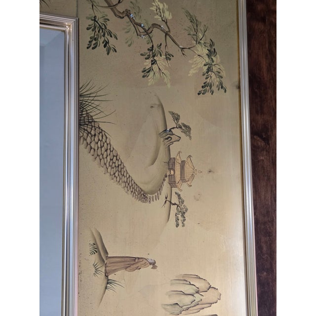La Barge Vintage La Barge Oriental, Artist-Signed Chinoiserie Églomisé Wall Mirror - 1987 Model 1045-B For Sale - Image 4 of 14