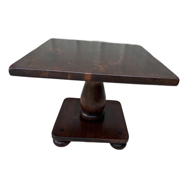 Vintage Ethan Allen Old Tavern Pine Square Pedestal End Table For Sale