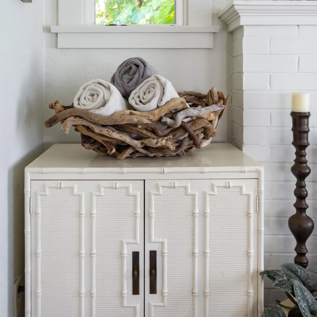 1980s Sculptural Driftwood Boat Shaped Bowl or Basket For Sale - Image 5 of 13