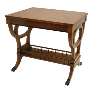 Regency Style Cherry Side End Table With One Drawer Magazine Rack