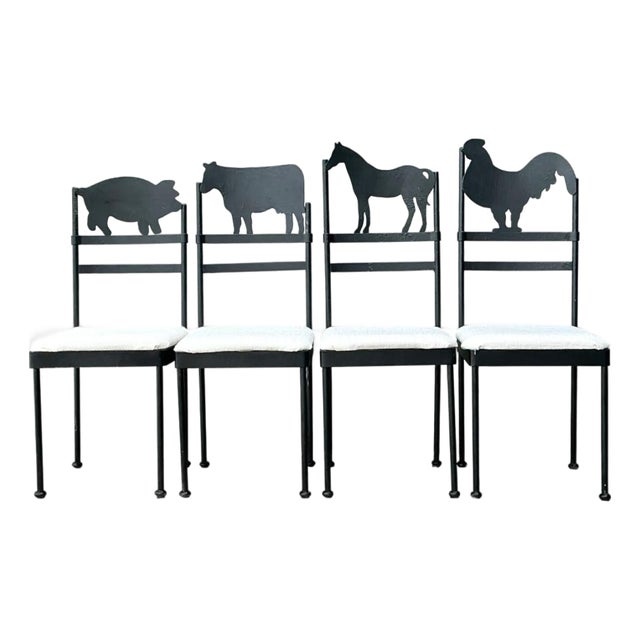 Vintage Metal Farm Animal Chairs - Set of 4 For Sale