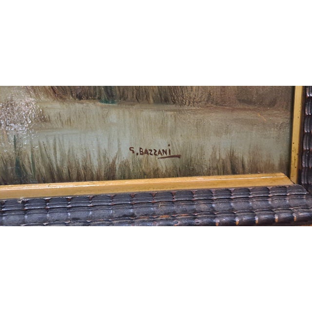 1920s G. Bazzani, Lombard Countryside, 1920s, Oil Painting on Panel, Framed For Sale - Image 5 of 8