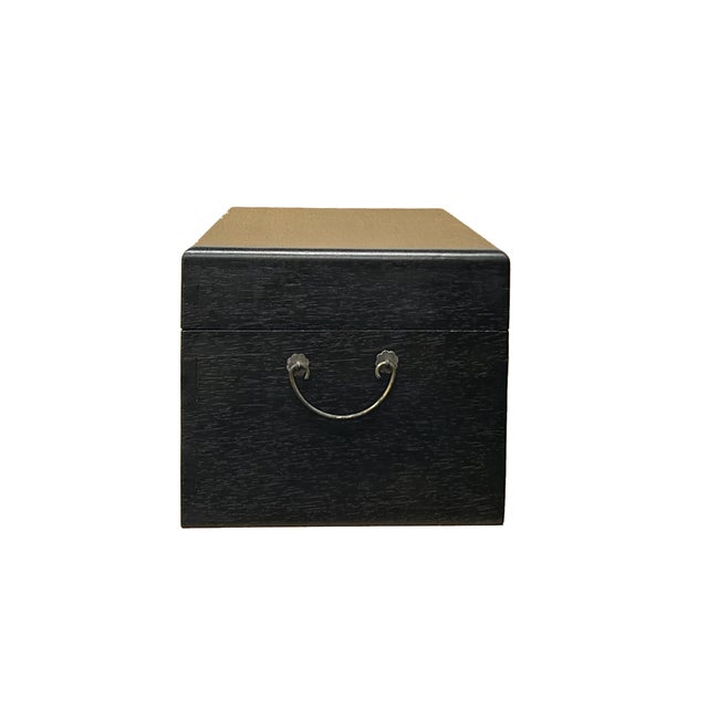 Oriental Plain Surface Dark Brown Black Wood Small Trunk Chest Box For Sale - Image 4 of 10
