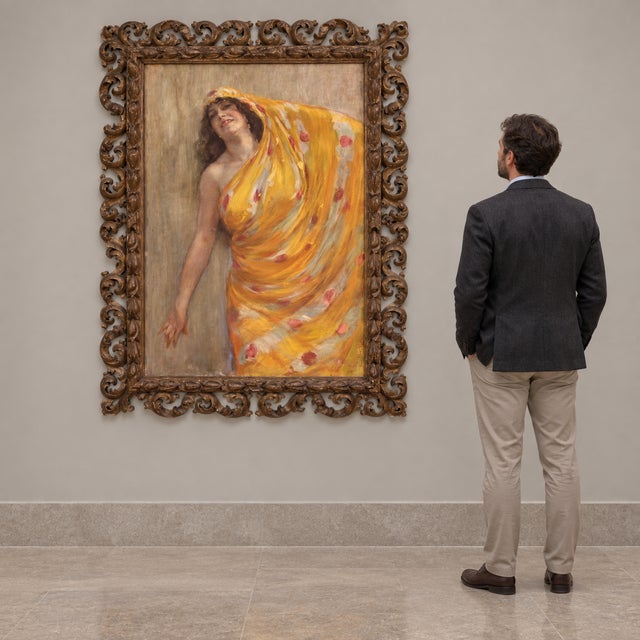 Aldo Mazza, Portrait of an Oriental Woman, 1912, Oil on Canvas For Sale - Image 12 of 15