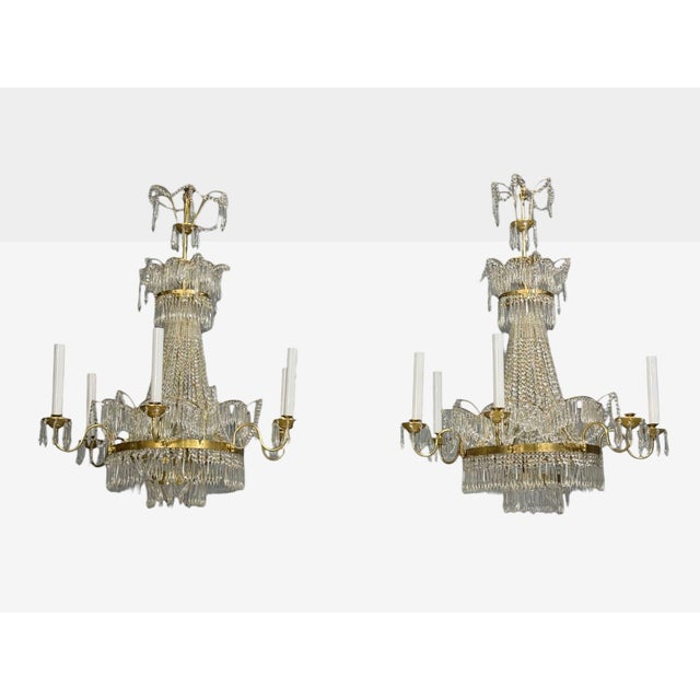 Neoclassical Russian Neoclassical Style, Monumental Chandeliers, Bronze, Crystal, 1960s For Sale - Image 3 of 12