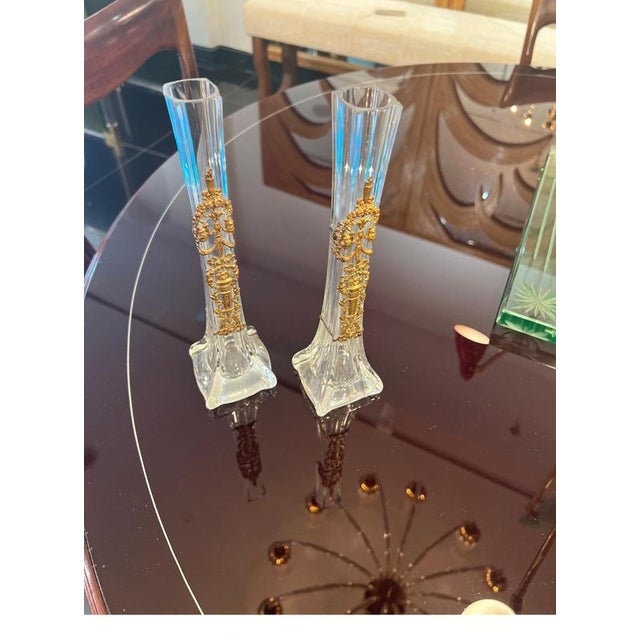 Gold Single Flower Vases attributed to Baccarat, 1890s, Set of 2 For Sale - Image 8 of 9