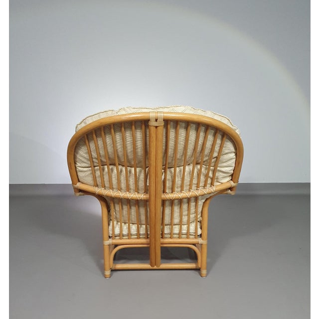 Rattan Bamboo Lounge Chair with Cushions, 1970s For Sale - Image 15 of 18