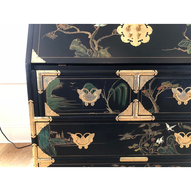 Chinoiserie Secretary Desk With Brass Butterfly Detail /Hardware Chairish