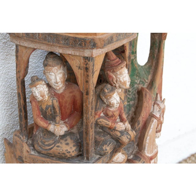 Early 18th Century Divine Procession, Antique Thai Architectural Carving For Sale - Image 5 of 9