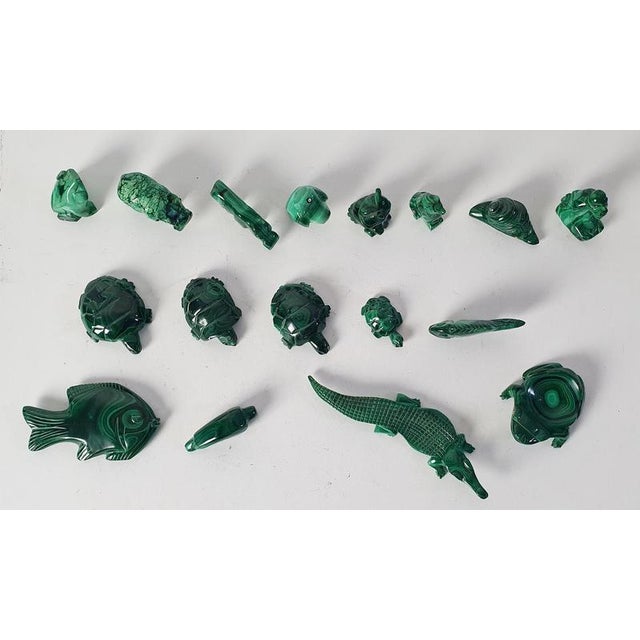 Mid-Century Modern Handmade Malachite Animal Sculptures, Congo, 1980s, Set of 17 For Sale - Image 10 of 11