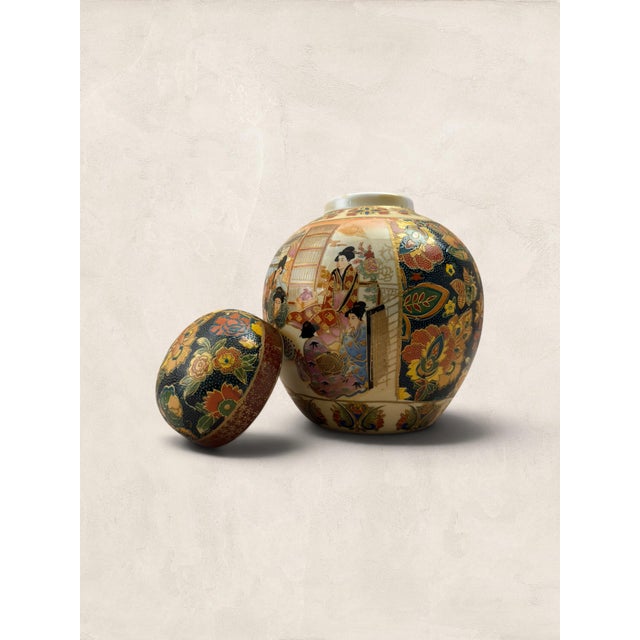 1910s Antique Small Ceramic Satsuma Ginger Jar For Sale - Image 5 of 9