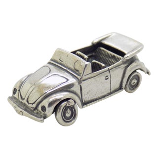 Vintage Italian Handmade Silver Cabrio Convertible Car Figurine, 1970s For Sale