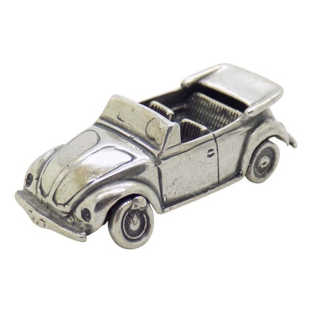 Vintage Italian Handmade Silver Cabrio Convertible Car Figurine, 1970s For Sale