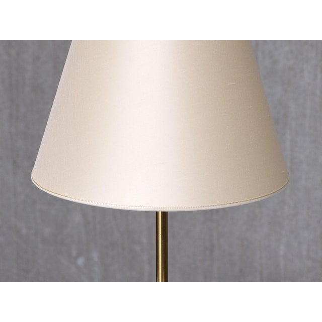 1950s Swedish Modern EAE Table Lamps, Brass, Glass and Pierre Frey Silk, 1950s, Set of 2 For Sale - Image 5 of 11