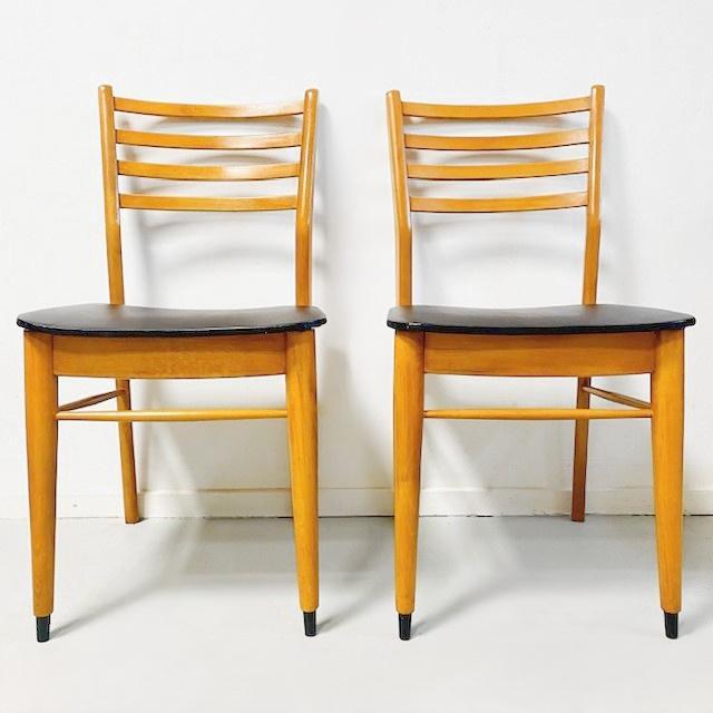 Set of Vintage Danish Dining Chairs in Black Skai For Sale - Image 14 of 18