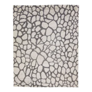 Contemporary Moroccan Style Gray Handmade Designed Wool & Viscose Rug