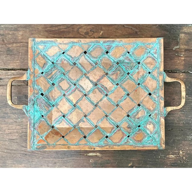 Vintage Patinated Copper Lattice Tray For Sale - Image 11 of 12