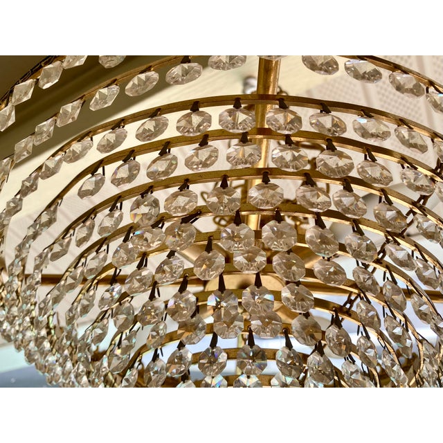 Gold Vintage Crystal Basket Chandelier, 4 Lights For Sale - Image 8 of 12