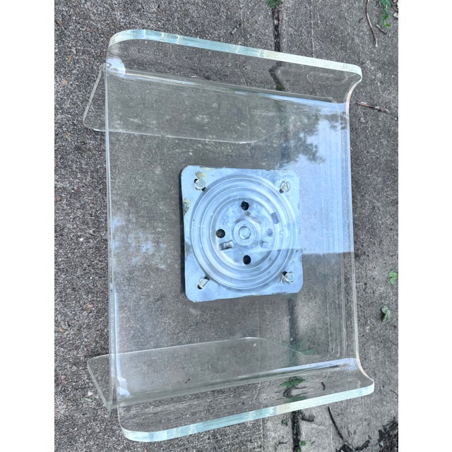 Attributed to Charles Hollis Jones Lucite 1970s Waterfall Swivel Bench or Ottoman For Sale - Image 15 of 17