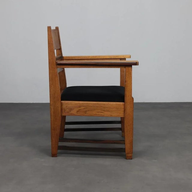 Art Deco Armchairs in Oak and Coromandel attributed to l.O.V. Oosterbeek, 1930s, Set of 2 For Sale - Image 4 of 11