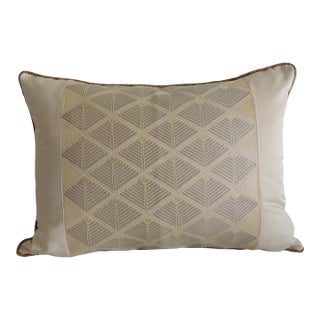 Vintage Gold & Silver Silk Woven Obi Decorative Bolster Pillow For Sale